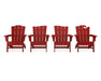 POLYWOOD Wave Collection 4-Piece Adirondack Chair Set in