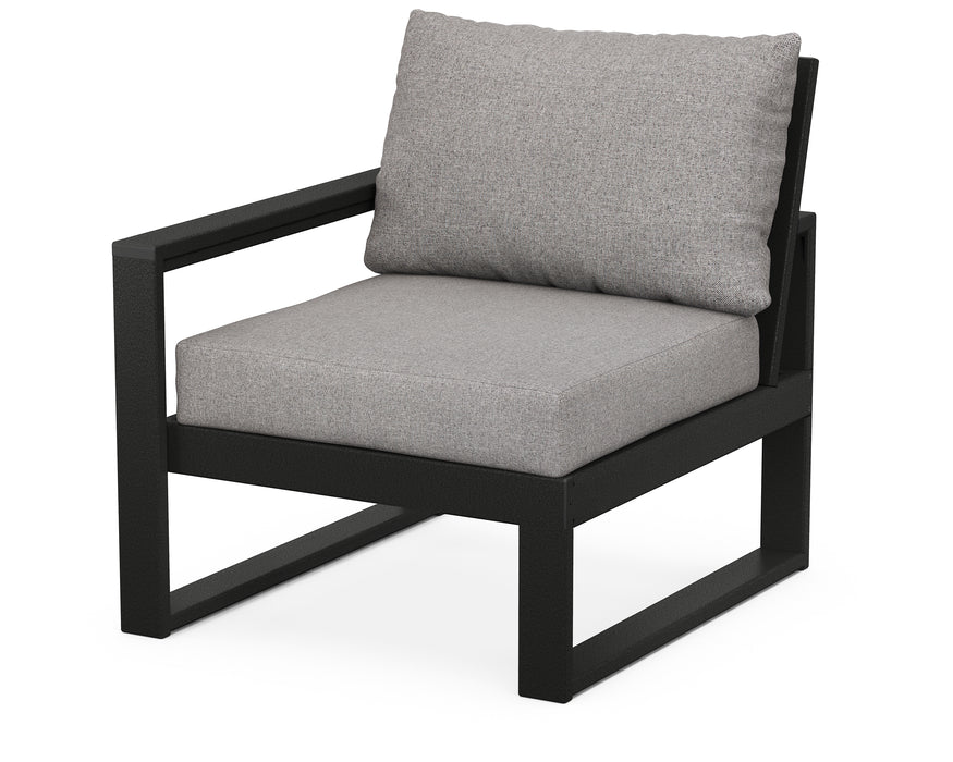POLYWOOD® EDGE Modular Left Arm Chair in Black with Grey Mist fabric