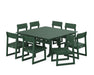 POLYWOOD EDGE Side Chair 9-Piece Dining Set with Trestle Legs in Green