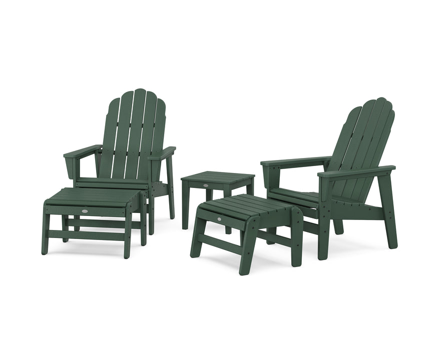 POLYWOOD® 5-Piece Vineyard Grand Upright Adirondack Set with Ottomans and Side Table in Lemon / White
