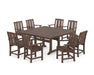 POLYWOOD® Mission 9-Piece Square Farmhouse Dining Set with Trestle Legs in Sand