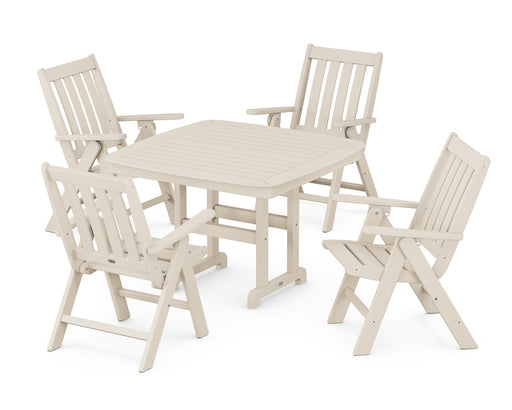 POLYWOOD Vineyard Folding Chair 5-Piece Dining Set in Sand