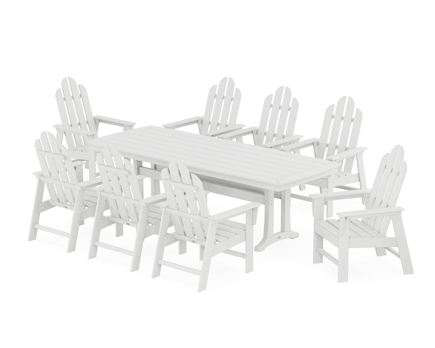 POLYWOOD Long Island 9-Piece Dining Set with Trestle Legs in White