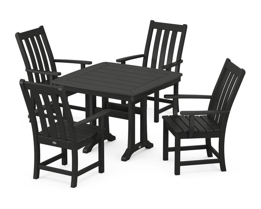 POLYWOOD Vineyard 5-Piece Dining Set with Trestle Legs in Black