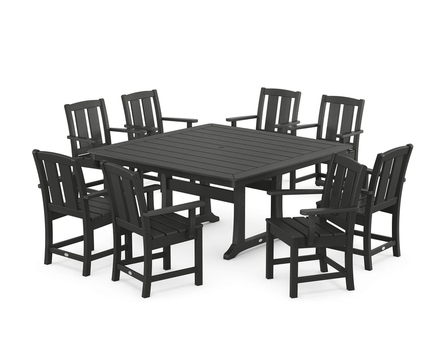 POLYWOOD® Mission 9-Piece Square Dining Set with Trestle Legs in Green