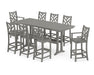 POLYWOOD® Chippendale 9-Piece Farmhouse Bar Set with Trestle Legs in Slate Grey