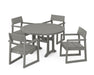 POLYWOOD EDGE 5-Piece Round Dining Set with Trestle Legs in Slate Grey