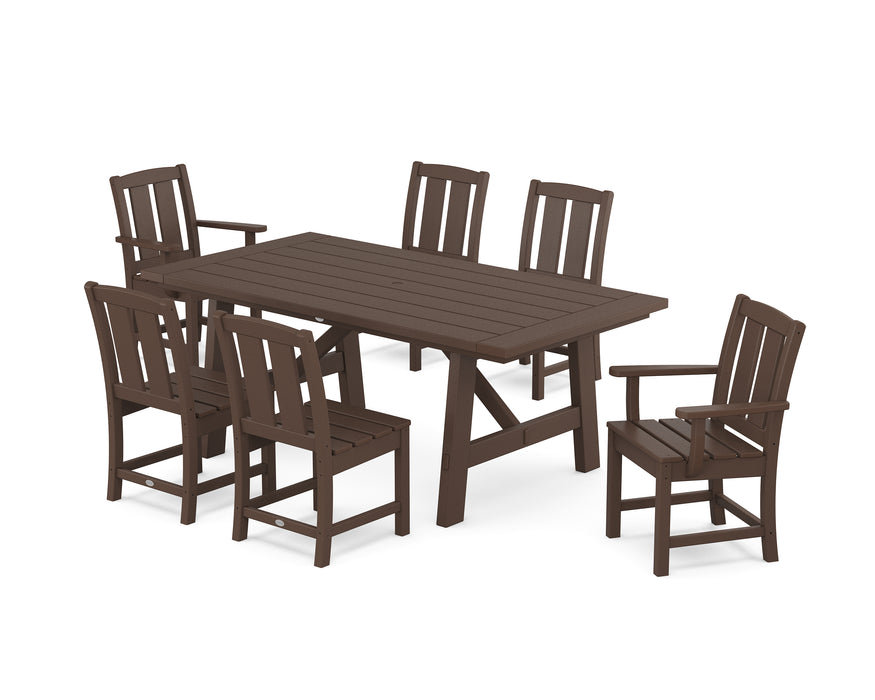 POLYWOOD® Mission 7-Piece Rustic Farmhouse Dining Set in Mahogany