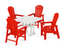 POLYWOOD South Beach 5-Piece Farmhouse Dining Set With Trestle Legs in Sunset Red