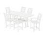 Martha Stewart by POLYWOOD Chinoiserie 7-Piece Farmhouse Counter Set with Trestle Legs in White
