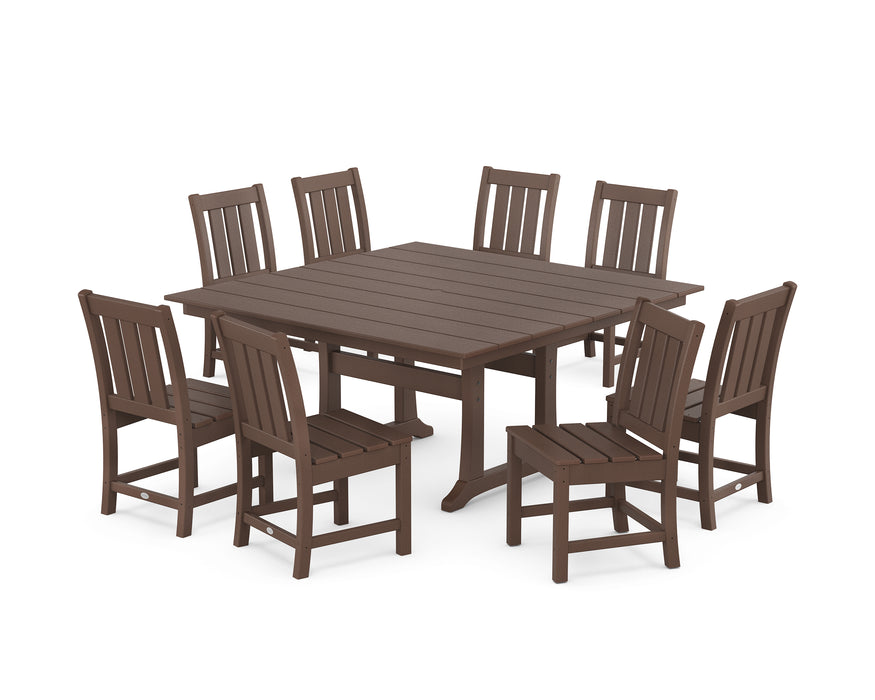 POLYWOOD® Oxford Side Chair 9-Piece Square Farmhouse Dining Set with Trestle Legs in Sand