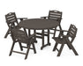 POLYWOOD Nautical Lowback 5-Piece Round Dining Set in Vintage Coffee