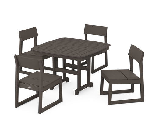 POLYWOOD EDGE Side Chair 5-Piece Dining Set with Trestle Legs in Vintage Coffee