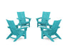 POLYWOOD® 4-Piece Modern Grand Adirondack Chair Conversation Set in Black