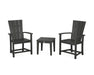 POLYWOOD® Quattro 3-Piece Upright Adirondack Chair Set in Black