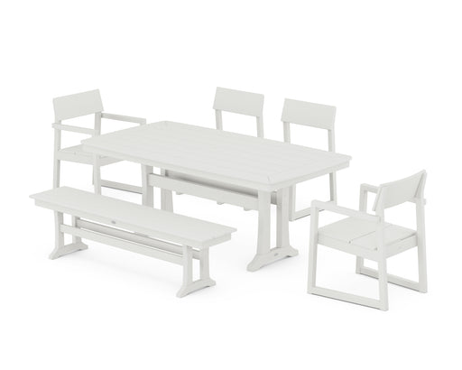 POLYWOOD EDGE 6-Piece Dining Set with Trestle Legs in Vintage White