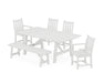 POLYWOOD Traditional Garden 6-Piece Rustic Farmhouse Dining Set With Bench in White