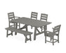 POLYWOOD Lakeside 6-Piece Rustic Farmhouse Dining Set With Trestle Legs in Slate Grey