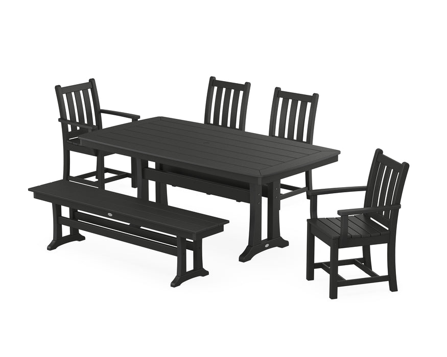 POLYWOOD Traditional Garden 6-Piece Dining Set with Trestle Legs in Black