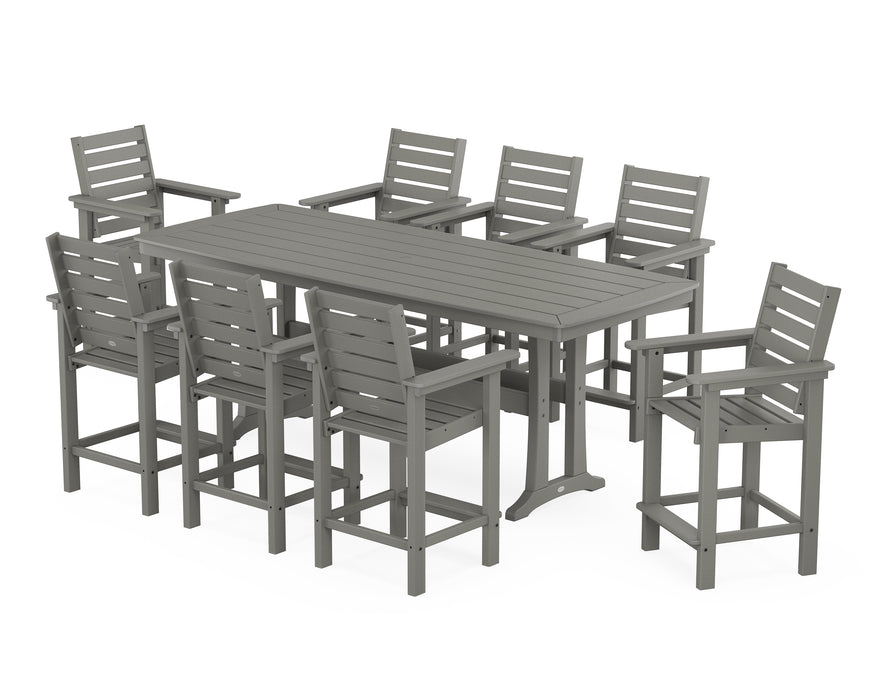 POLYWOOD® Captain 9-Piece Counter Set with Trestle Legs in Slate Grey