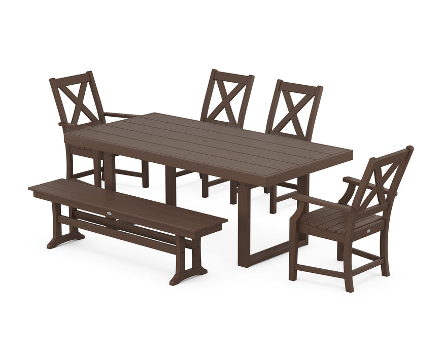 POLYWOOD Braxton 6-Piece Dining Set with Bench in Mahogany