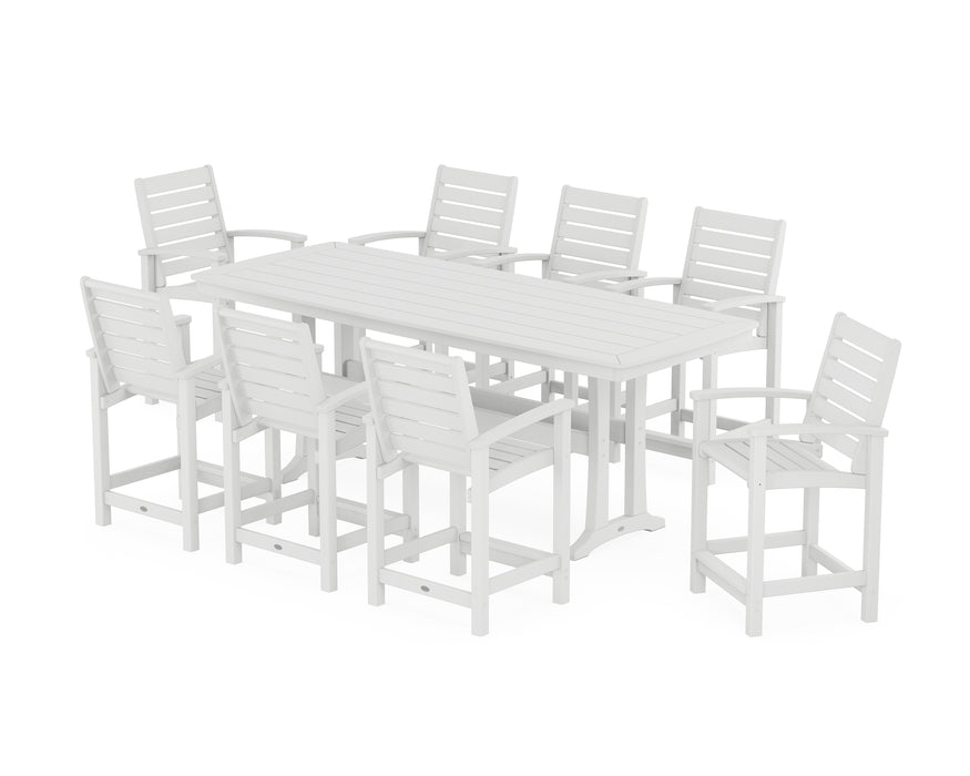 POLYWOOD® Signature 9-Piece Counter Set with Trestle Legs in White