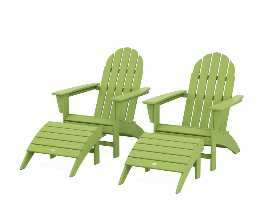 POLYWOOD Vineyard Adirondack Chair 4-Piece Set with Ottomans in Lime