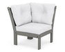POLYWOOD Vineyard Modular Corner Chair in Slate Grey with Natural fabric