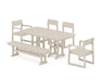 POLYWOOD EDGE 6-Piece Dining Set with Bench in Sand