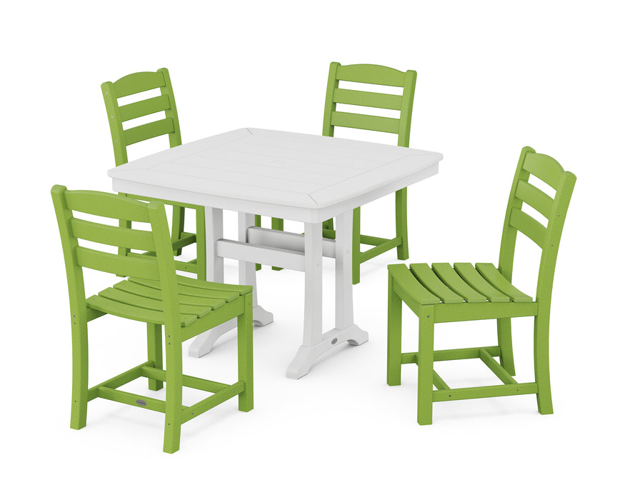 POLYWOOD La Casa Café Side Chair 5-Piece Dining Set with Trestle Legs in Lime