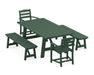 POLYWOOD La Casa Cafe 5-Piece Rustic Farmhouse Dining Set With Benches in Green
