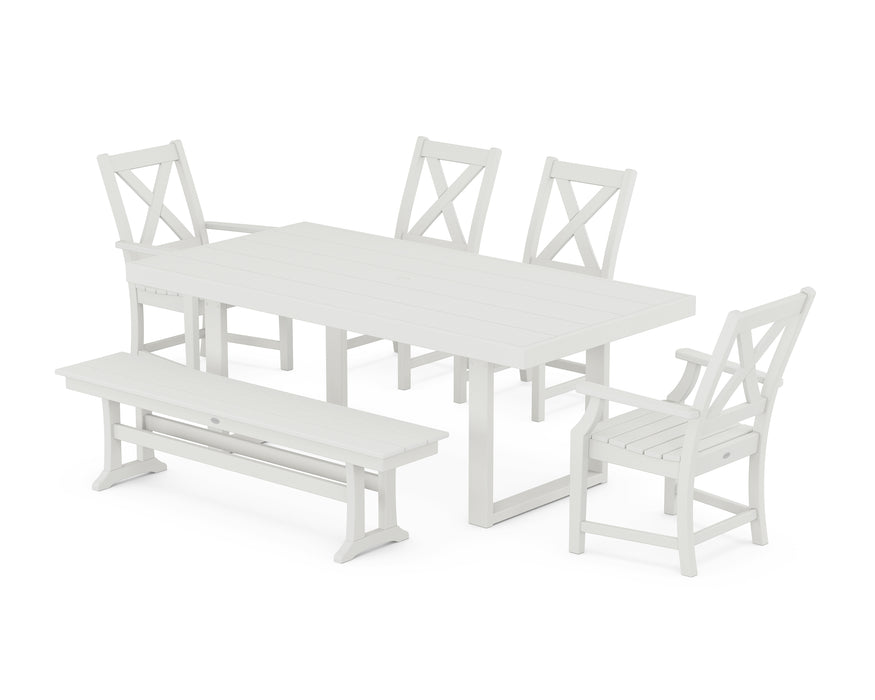 POLYWOOD Braxton 6-Piece Dining Set with Bench in Vintage White