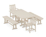 POLYWOOD Traditional Garden 5-Piece Farmhouse Dining Set with Benches in Sand
