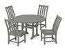 POLYWOOD Vineyard Side Chair 5-Piece Round Dining Set With Trestle Legs in Slate Grey