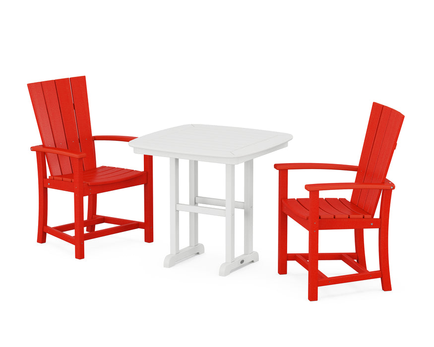 POLYWOOD Quattro 3-Piece Dining Set in Sunset Red