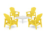POLYWOOD® 5-Piece Nautical Grand Upright Adirondack Chair Conversation Group in Lemon / White