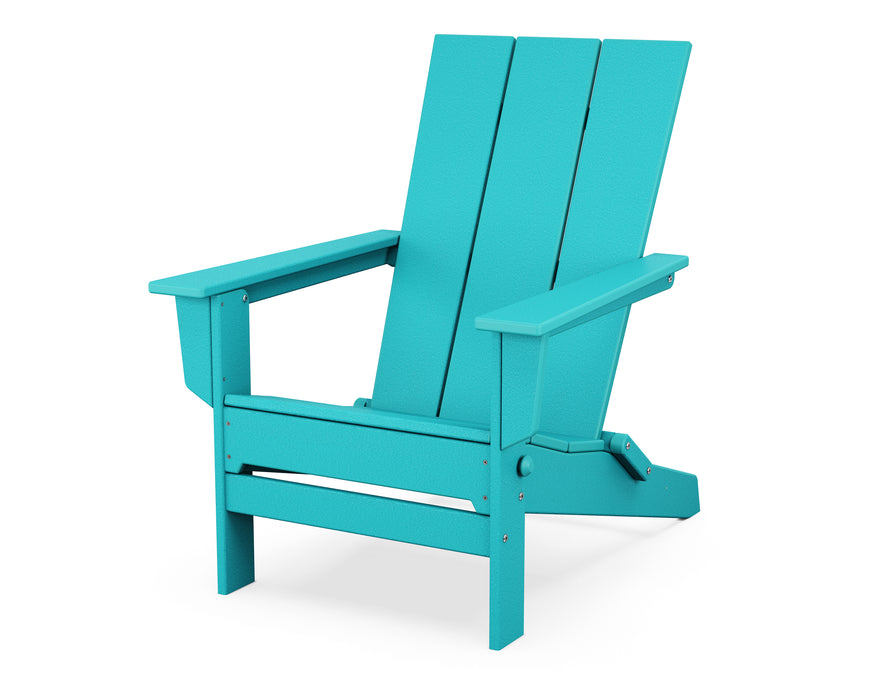 POLYWOOD® Modern Studio Folding Adirondack Chair in Black