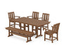 POLYWOOD® Mission 6-Piece Farmhouse Dining Set with Bench in Teak