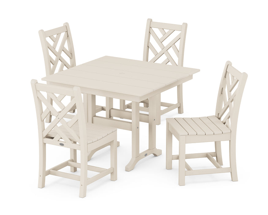 POLYWOOD Chippendale Side Chair 5-Piece Farmhouse Dining Set in Sand