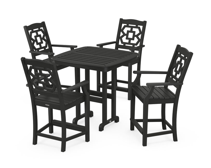 Martha Stewart by POLYWOOD Chinoiserie 5-Piece Counter Set in Black