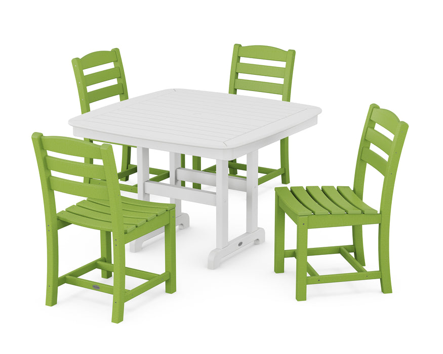 POLYWOOD La Casa Café Side Chair 5-Piece Dining Set with Trestle Legs in Lime