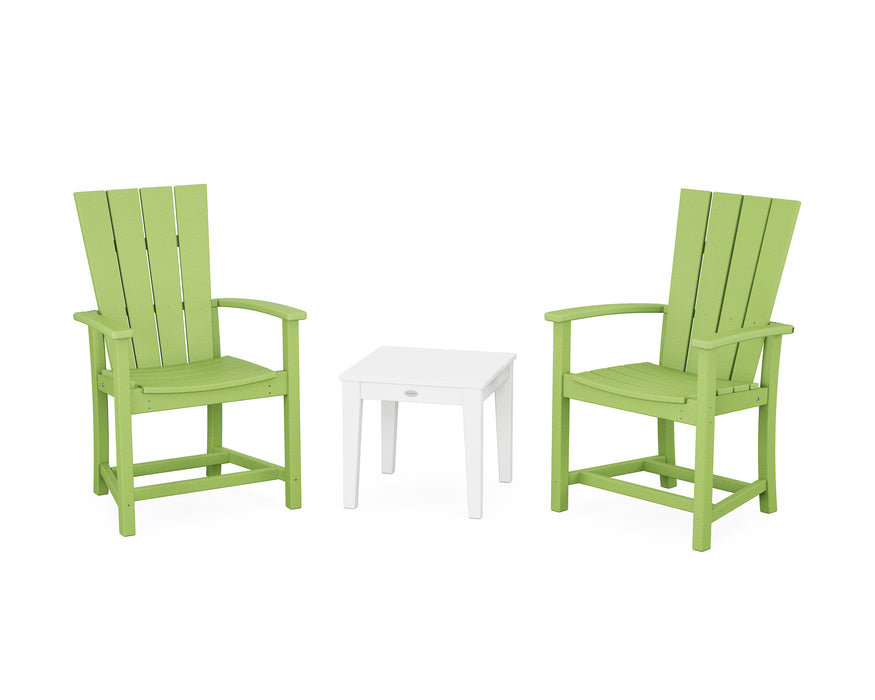 POLYWOOD® Quattro 3-Piece Upright Adirondack Chair Set in Lime / White