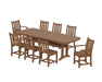 POLYWOOD Traditional Garden 9-Piece Dining Set with Trestle Legs in Teak