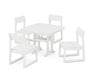 POLYWOOD EDGE Side Chair 5-Piece Dining Set with Trestle Legs in White
