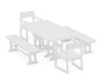 POLYWOOD EDGE 5-Piece Farmhouse Dining Set with Benches in White
