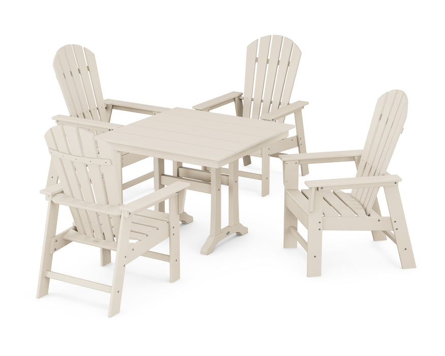 POLYWOOD South Beach 5-Piece Farmhouse Dining Set With Trestle Legs in Sand