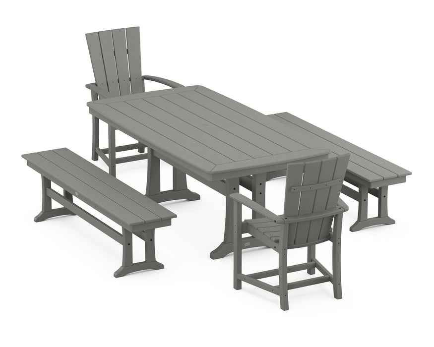 POLYWOOD Quattro 5-Piece Dining Set with Trestle Legs in Slate Grey