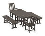 POLYWOOD® Vineyard 5-Piece Farmhouse Dining Set with Benches in Vintage Sahara
