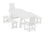 POLYWOOD Quattro 5-Piece Rustic Farmhouse Dining Set With Benches in White