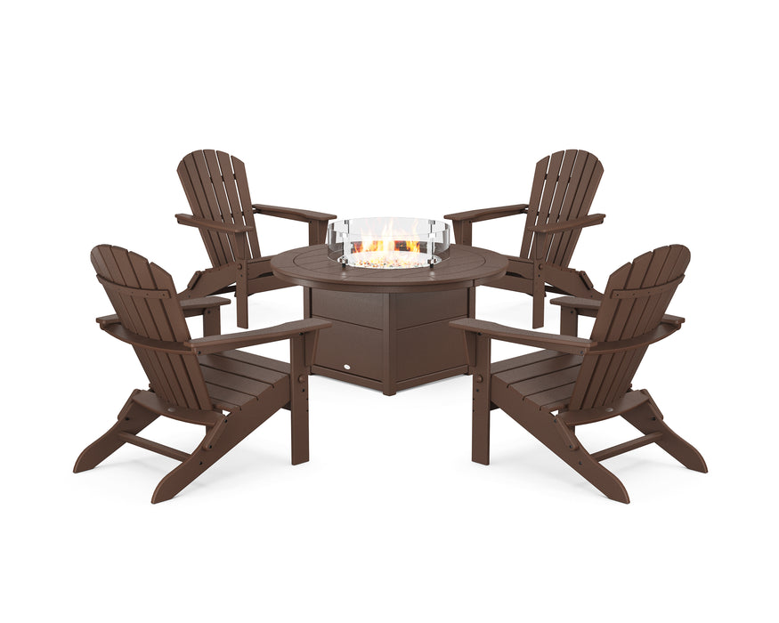 POLYWOOD® South Beach 5-Piece Folding Adirondack Fire Chat Set in Sand